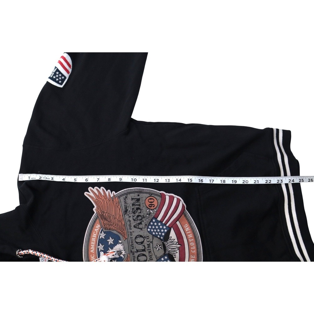 Y2K US Polo Assn Mens XXL Black Americana Graphic Eagle Flag Pullover Sweatshirt - Picture 4 of 8